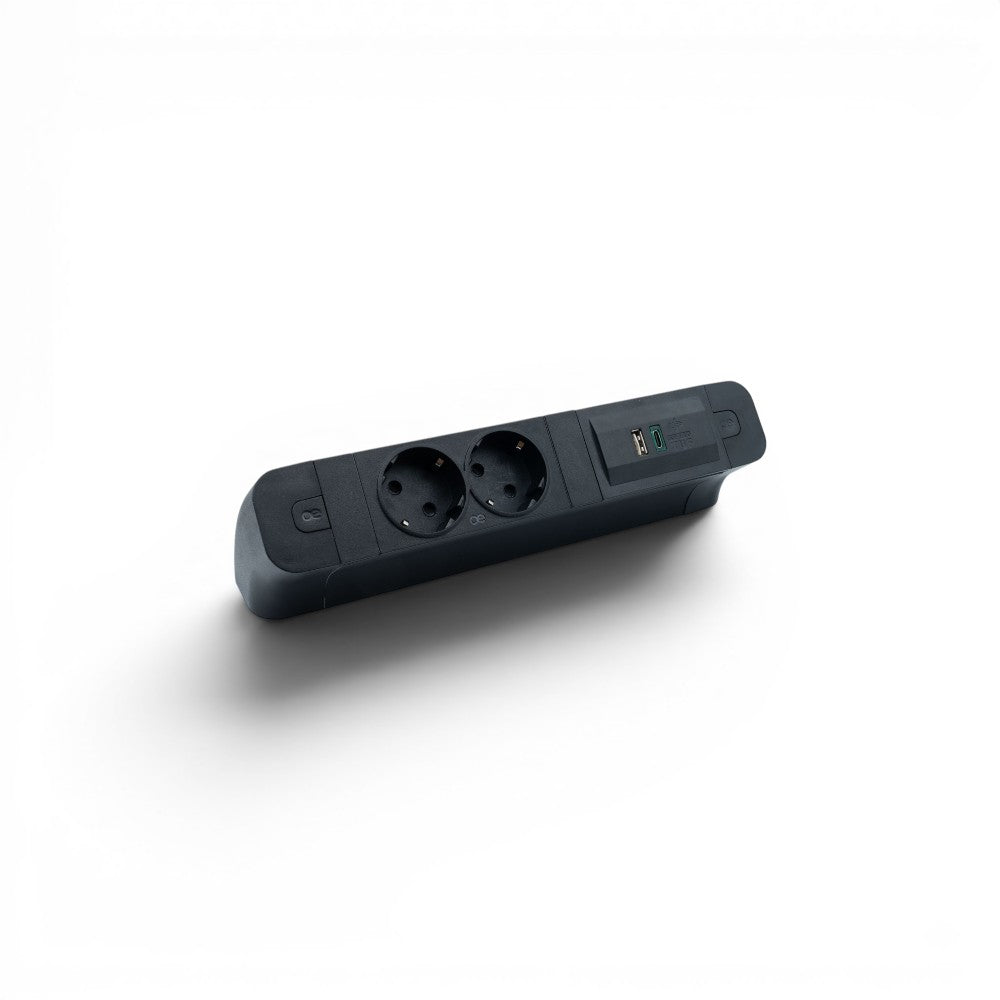 PACE Socket Unit 2Way 230V (1X DE2G, 1X TUF A+C 65W) Black