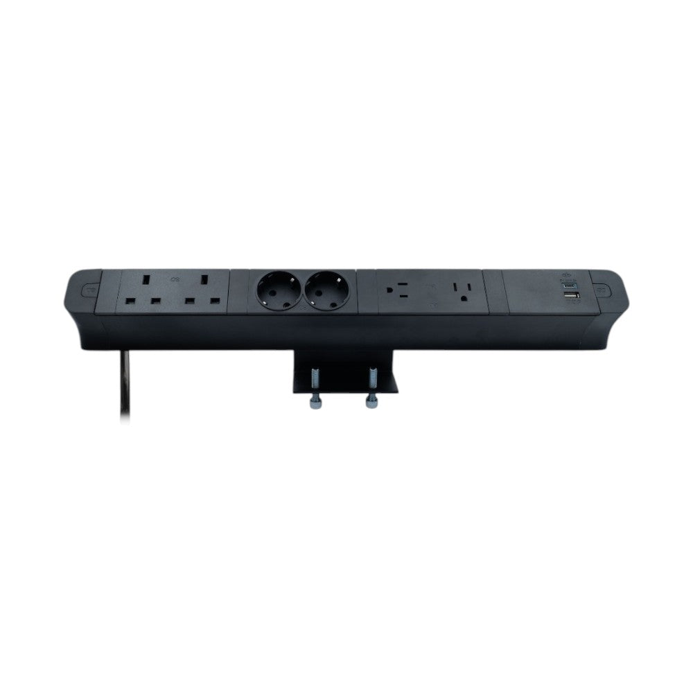 PACE Socket Unit 4Way 230V (1X UK2G, 1X DE2G, 1X US2G, 1X TUF A+C 30W) Black