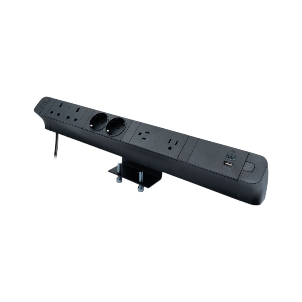 PACE Socket Unit 4Way 230V (1X UK2G, 1X DE2G, 1X US2G, 1X TUF A+C 30W) Black