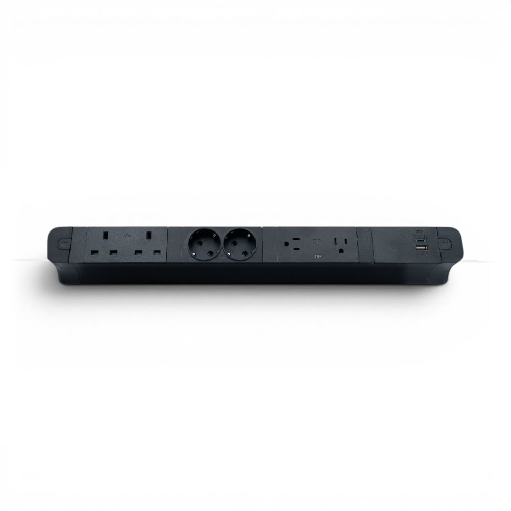 PACE Socket Unit 4Way 230V (1X UK2G, 1X DE2G, 1X US2G, 1X TUF A+C 30W) Black