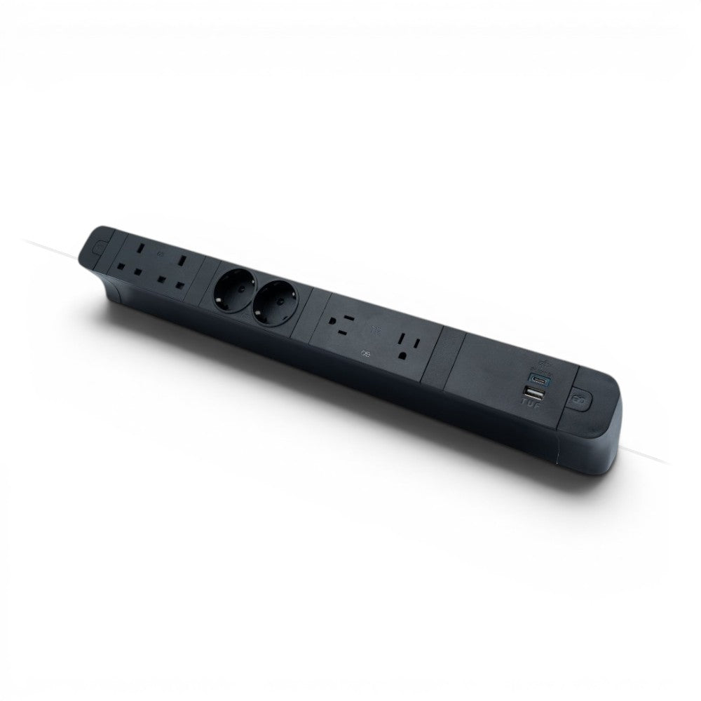 PACE Socket Unit 4Way 230V (1X UK2G, 1X DE2G, 1X US2G, 1X TUF A+C 30W) Black