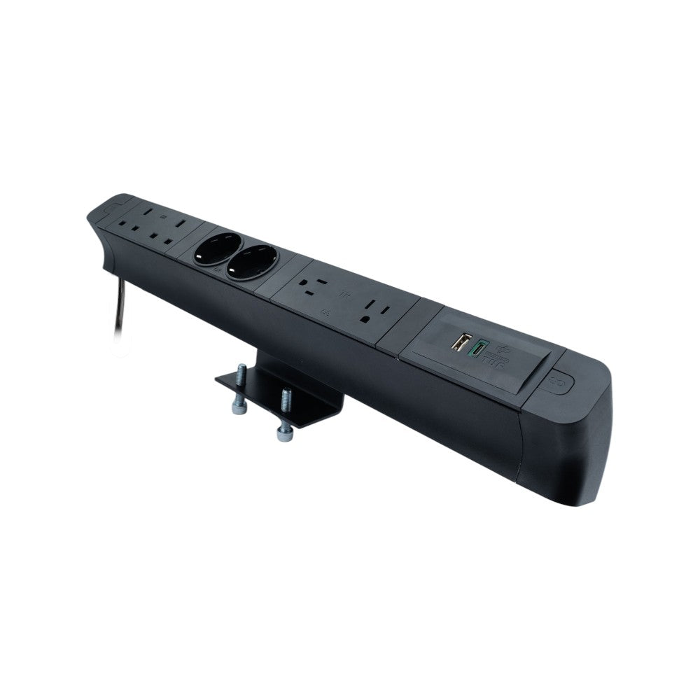 PACE Socket Unit 4Way 230V (1X UK2G, 1X DE2G, 1X US2G, 1X TUF A+C 65W) Black