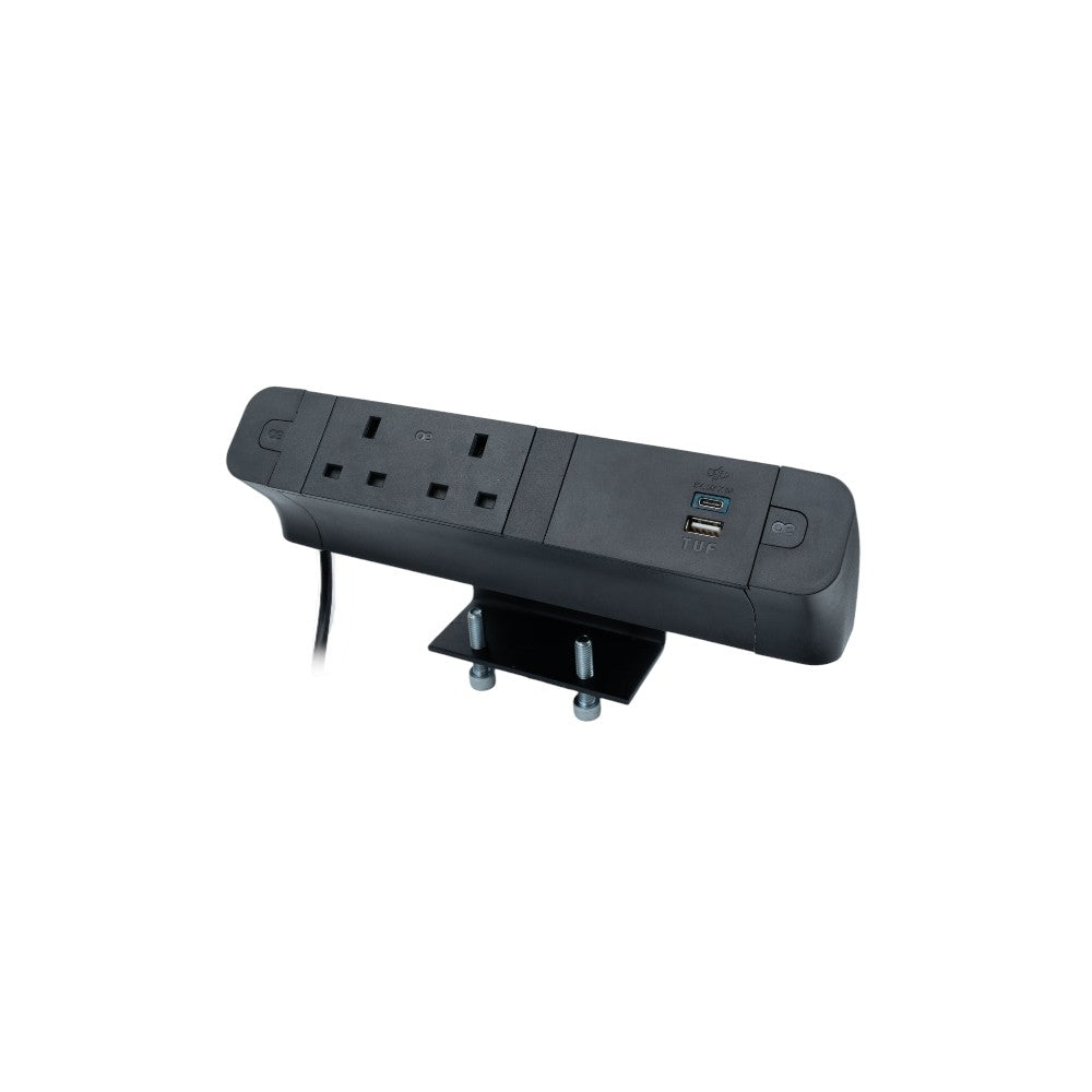 PACE Socket Unit 2Way 230V (1X UK2G, 1X TUF A+C 30W) Black