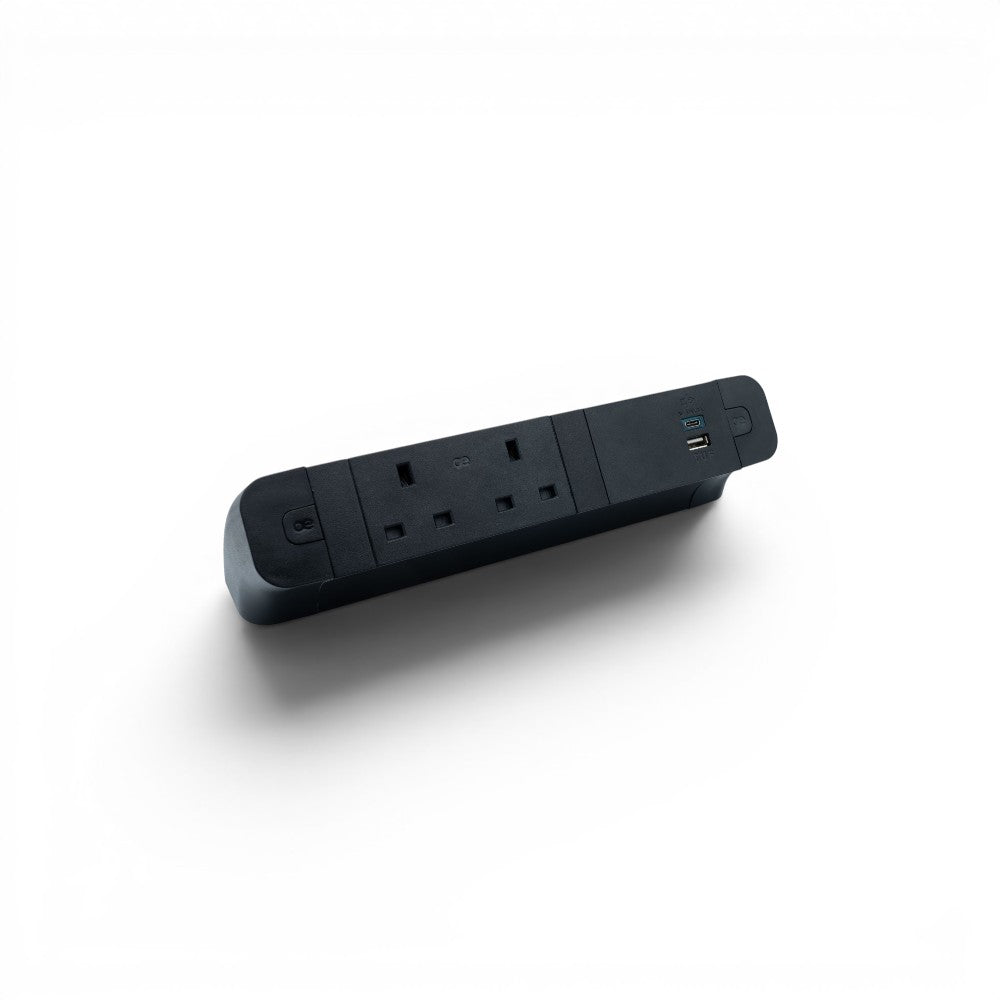 PACE Socket Unit 2Way 230V (1X UK2G, 1X TUF A+C 30W) Black