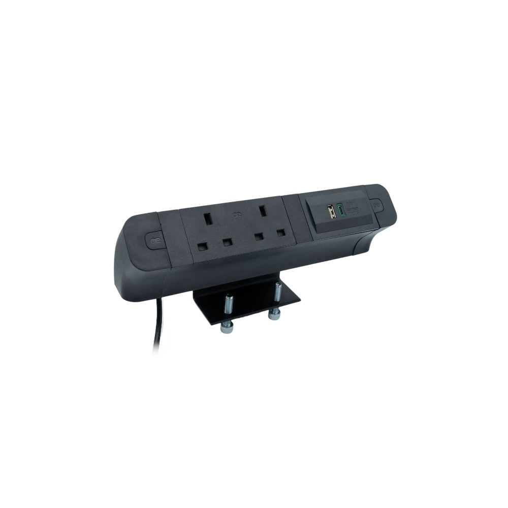 PACE Socket Unit 2Way 230V (1X UK2G, 1X TUF A+C 65W) Black