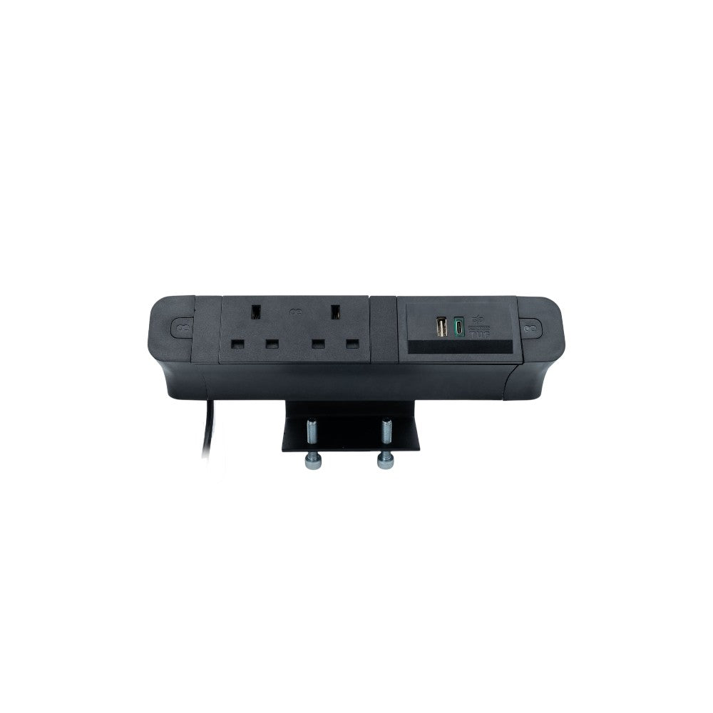 PACE Socket Unit 2Way 230V (1X UK2G, 1X TUF A+C 65W) Black