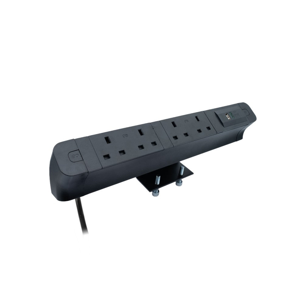PACE Socket Unit 3Way 230V (2X UK2G, 1X TUF A+C 65W) Black