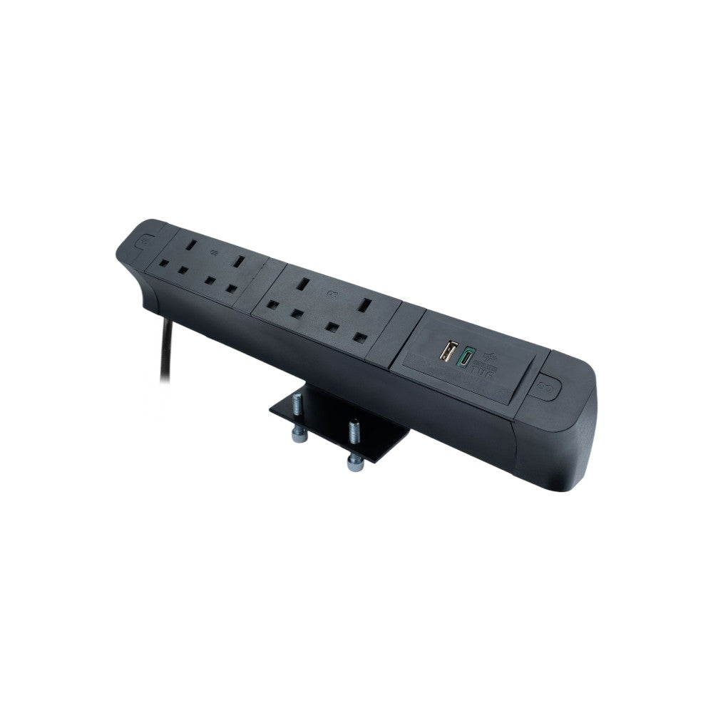 PACE Socket Unit 3Way 230V (2X UK2G, 1X TUF A+C 65W) Black