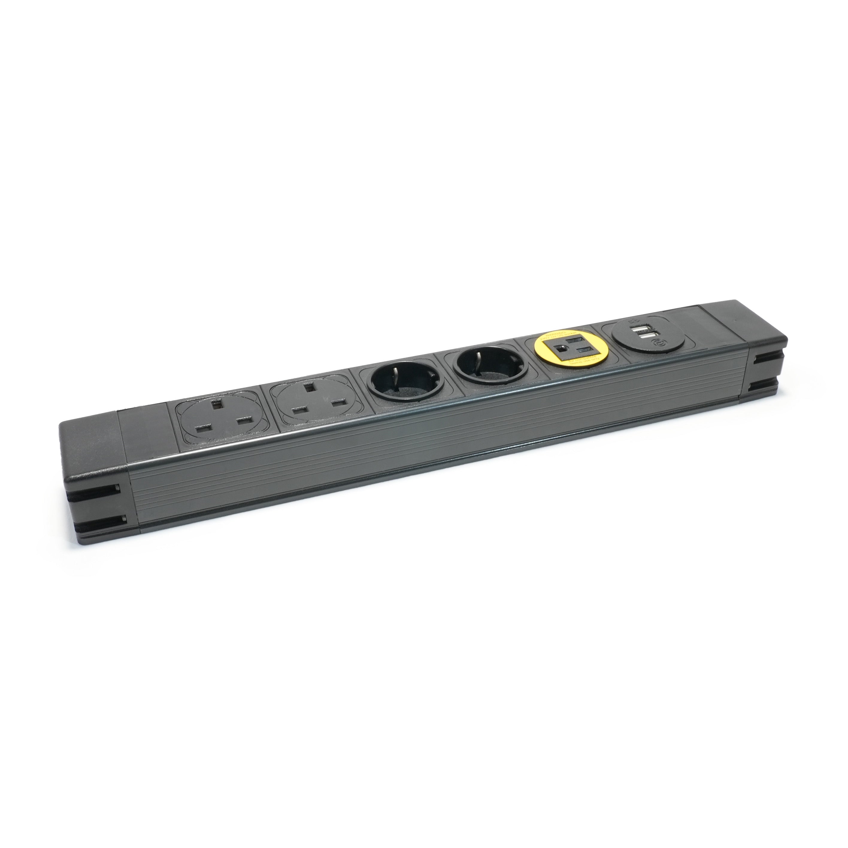 Powerbox Socket Unit 6Way 230V (2X UK, 2X DE, 1X US, 1X TUF A+A) True1 Panel Mount In/Out
