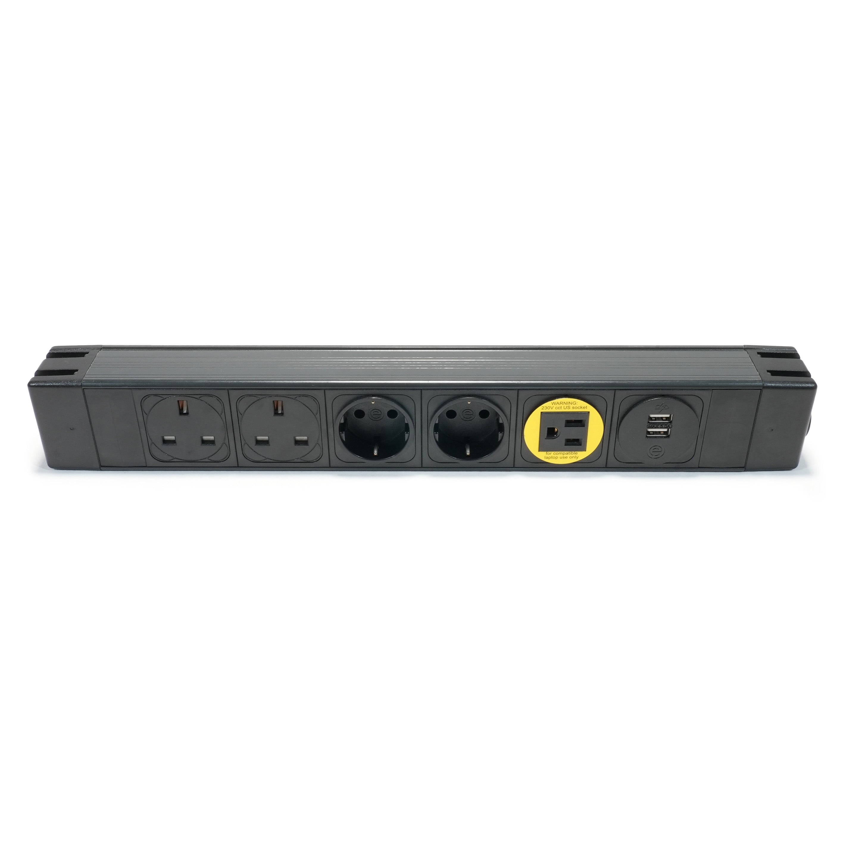 Powerbox Socket Unit 6Way 230V (2X UK, 2X DE, 1X US, 1X TUF A+A) True1 Panel Mount In/Out