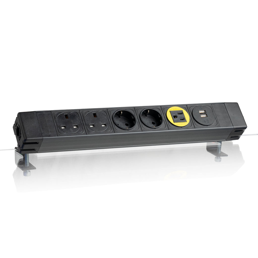POWERBOX Socket Unit 6Way 230V (2X UK, 2X DE, 1X US, 1X TUF A+A 12W)
