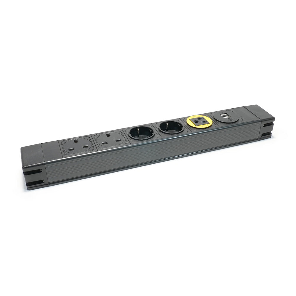 POWERBOX Socket Unit 6Way 230V (2X UK, 2X DE, 1X US, 1X TUF A+A 12W)