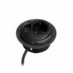 PIXELTUF Socket Unit 230V (1X DE, 1X TUF A+C 25W, C/W Pullthru) Black