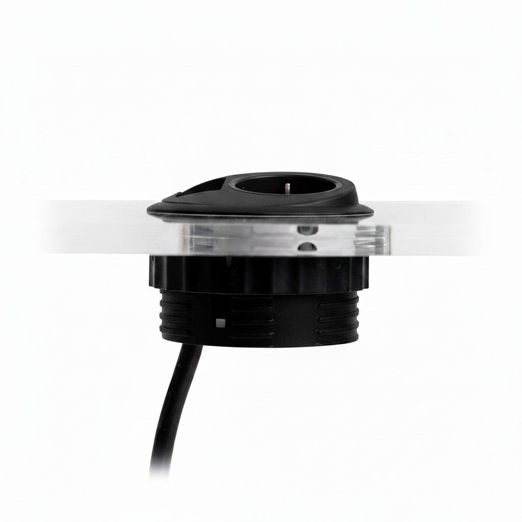 PIXELTUF Socket Unit 230V (1X DE, 1X TUF A+C 25W, C/W Pullthru) Black