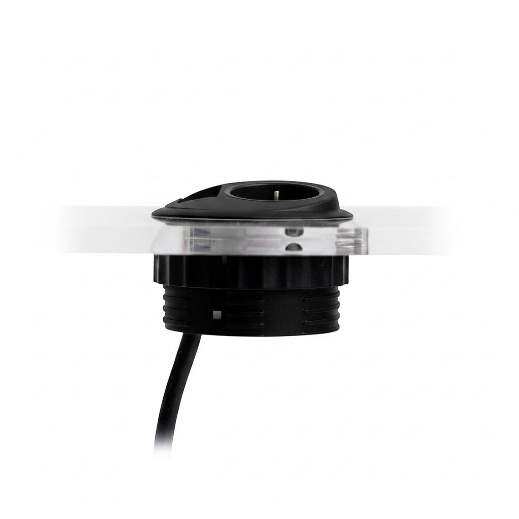 PIXELTUF Socket Unit 230V (1X DE, 1X TUF A+C 25W, C/W Pullthru) Black