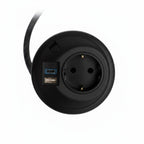 PIXELTUF Socket Unit 230V (1X DE, 1X TUF A+C 25W, C/W Pullthru) Black