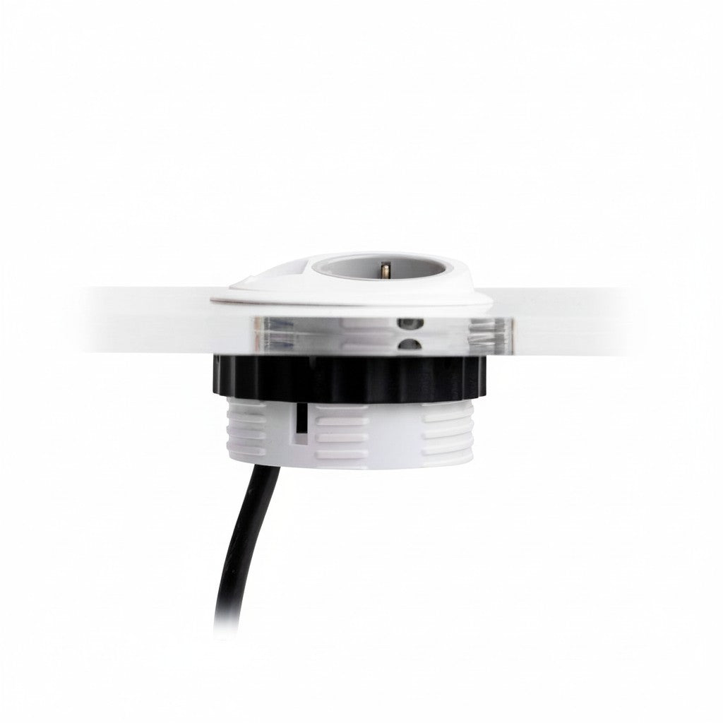 PIXELTUF Socket Unit 230V (1X DE, 1X TUF A+C 25W, C/W Pullthru) White