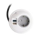 PIXELTUF Socket Unit 230V (1X DE, 1X TUF A+C 25W, C/W Pullthru) White