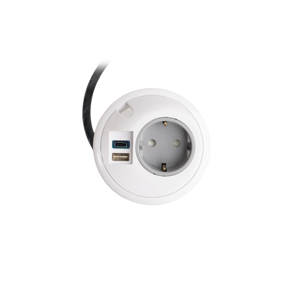 PIXELTUF Socket Unit 230V (1X DE, 1X TUF A+C 25W, C/W Pullthru) White