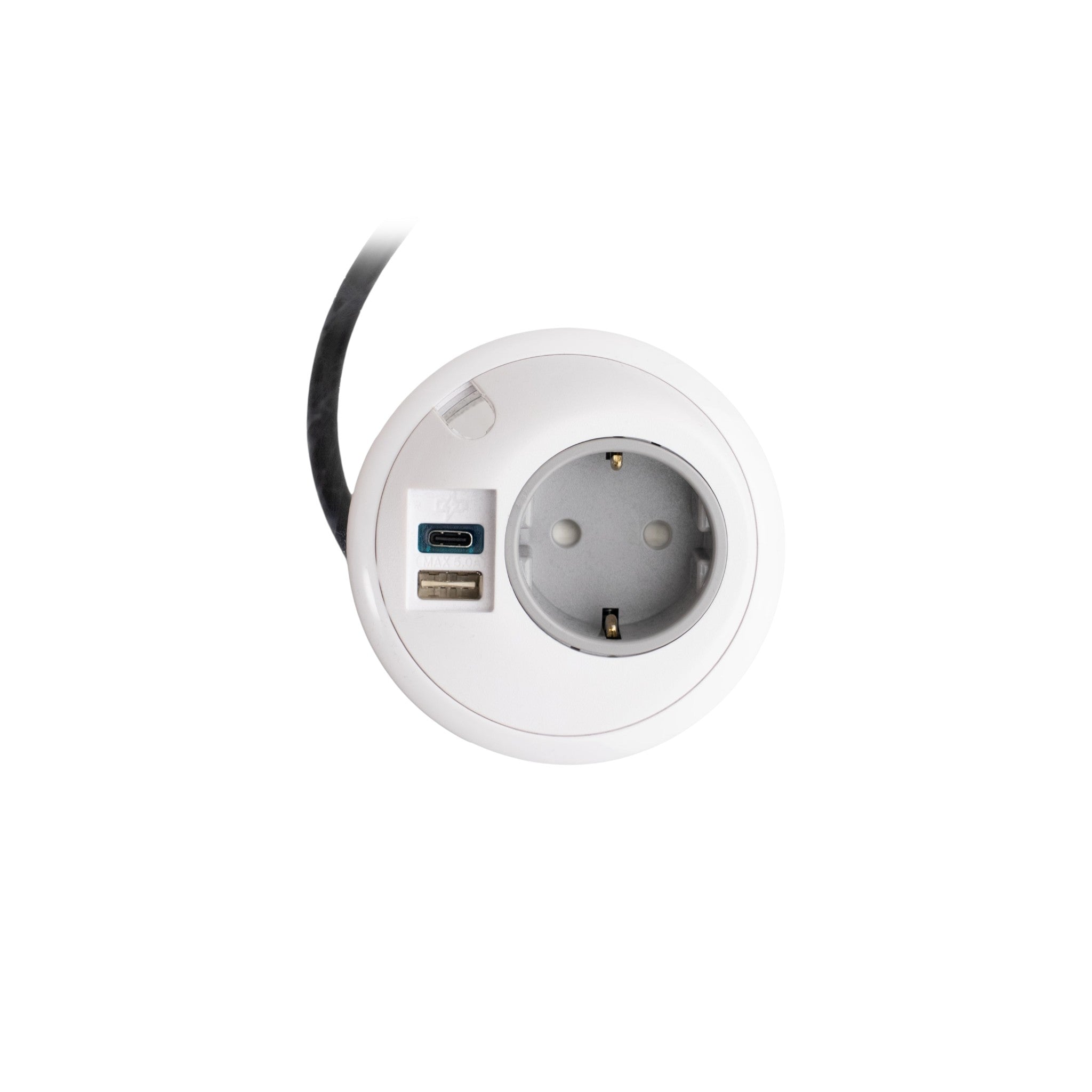 PIXELTUF Socket Unit 230V (1X DE, 1X TUF A+C 25W, C/W Pullthru) White