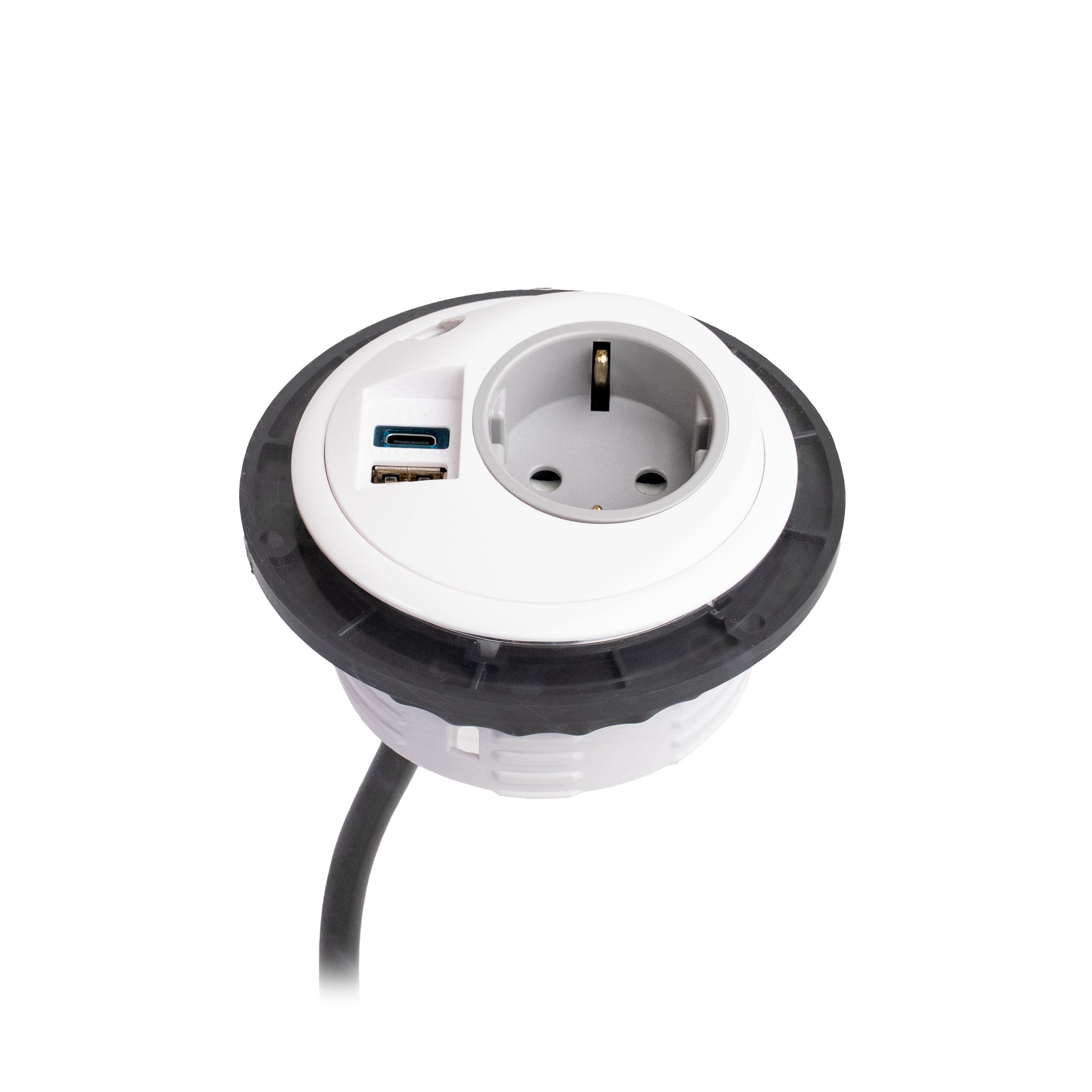 EOL Pixeltuf Socket Unit 230V (1x DE, 1x TUF A+C 25W, C/W Pullthru) White 800Mm GST18