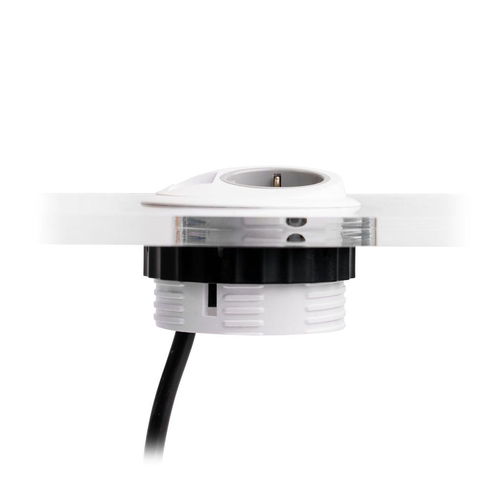 EOL Pixeltuf Socket Unit 230V (1x DE, 1x TUF A+C 25W, C/W Pullthru) White 800Mm GST18