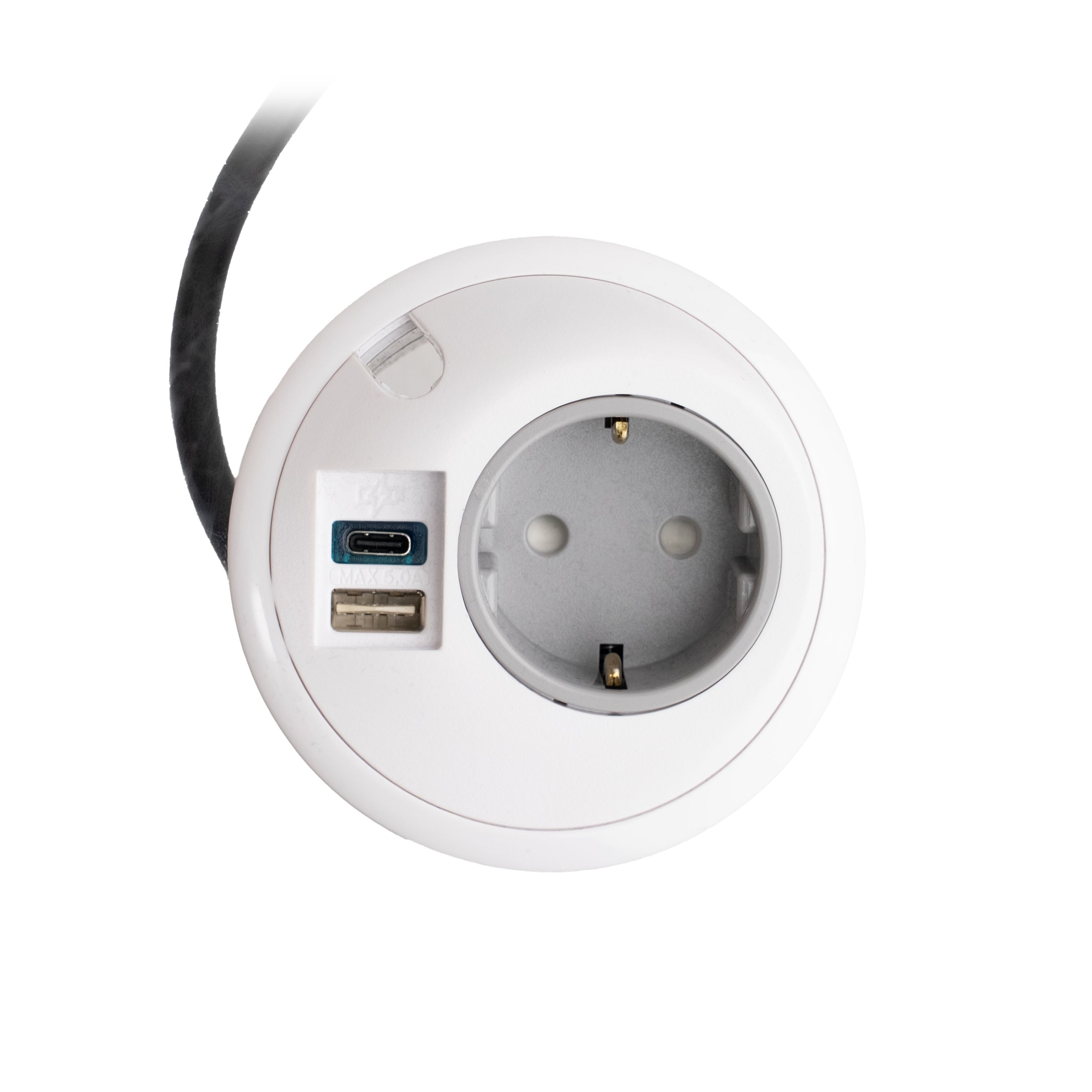 EOL Pixeltuf Socket Unit 230V (1x DE, 1x TUF A+C 25W, C/W Pullthru) White 800Mm GST18