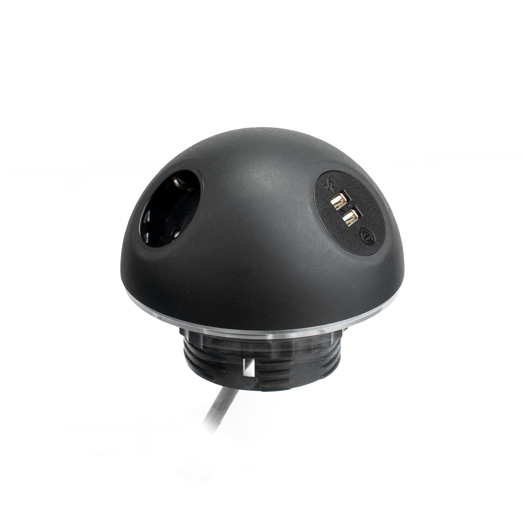 EOL Pluto Socket Unit 230V (2x DE, 1x TUF-Hp A+C 72W) Base Entry Black 800Mm GST18I3