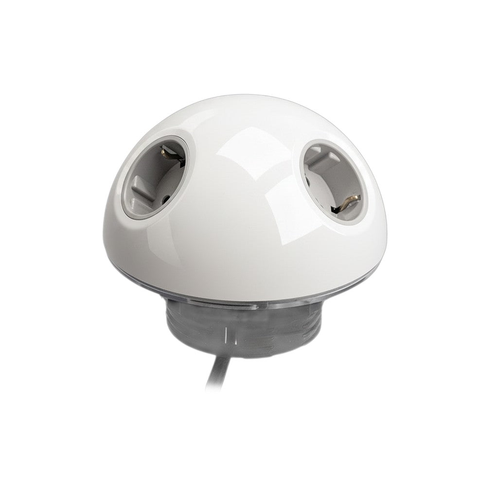 PLUTO Socket Unit 230V (2X DE, 1X TUF A+C 25W) Base Entry White Gloss