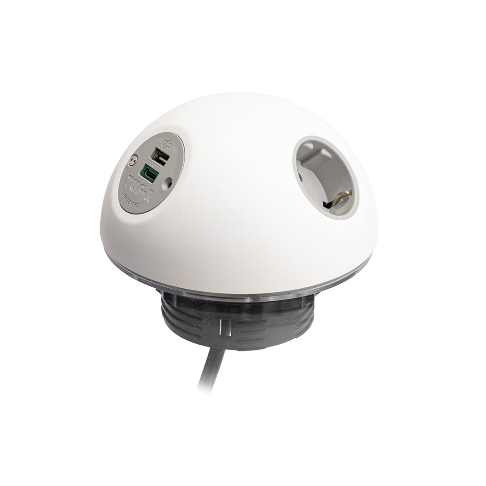 PLUTO Socket Unit 230V (2X DE, 1X TUF A+C 25W) Base Entry White