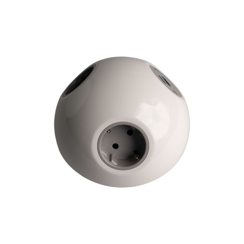 PLUTO Socket Unit 230V (2X DE, 1X TUF A+C 25W) Base Entry White Gloss