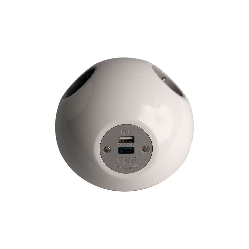 PLUTO Socket Unit 230V (2X DE, 1X TUF A+C 25W) Base Entry White Gloss