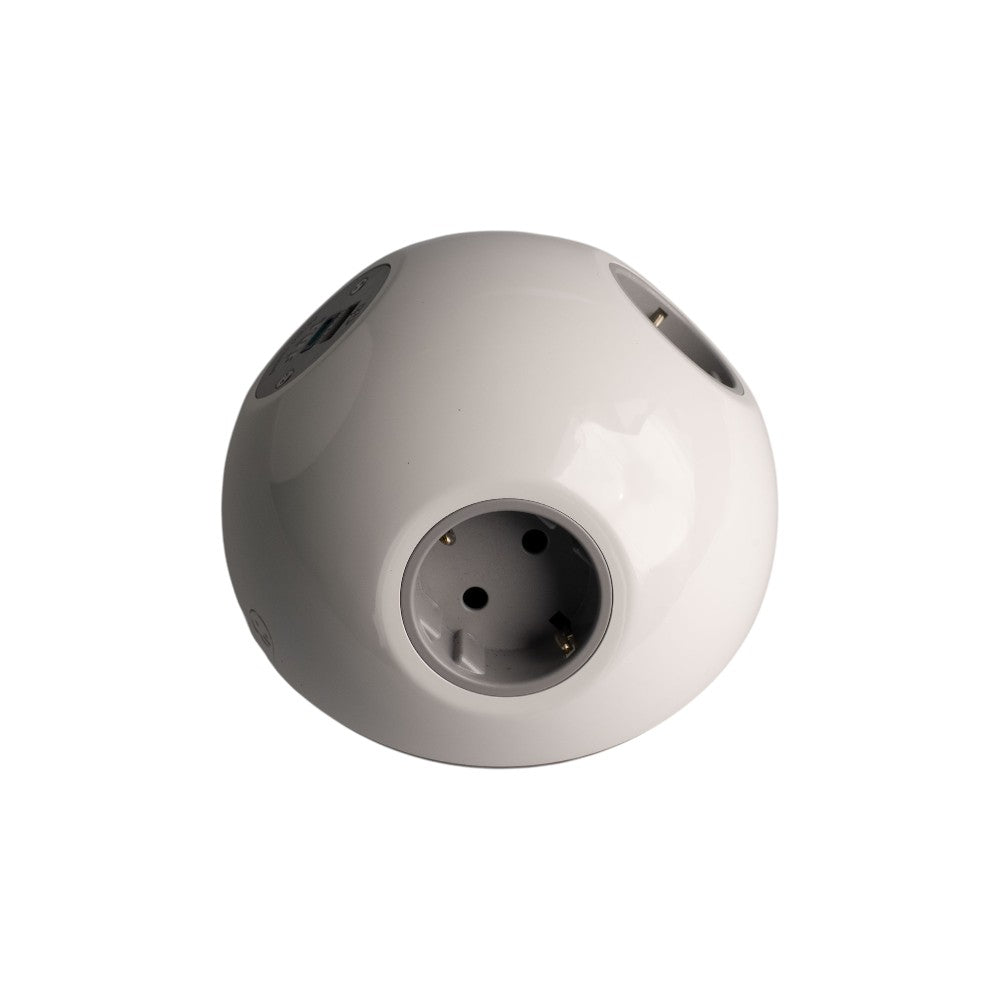 PLUTO Socket Unit 230V (2X DE, 1X TUF A+C 25W) Base Entry White Gloss