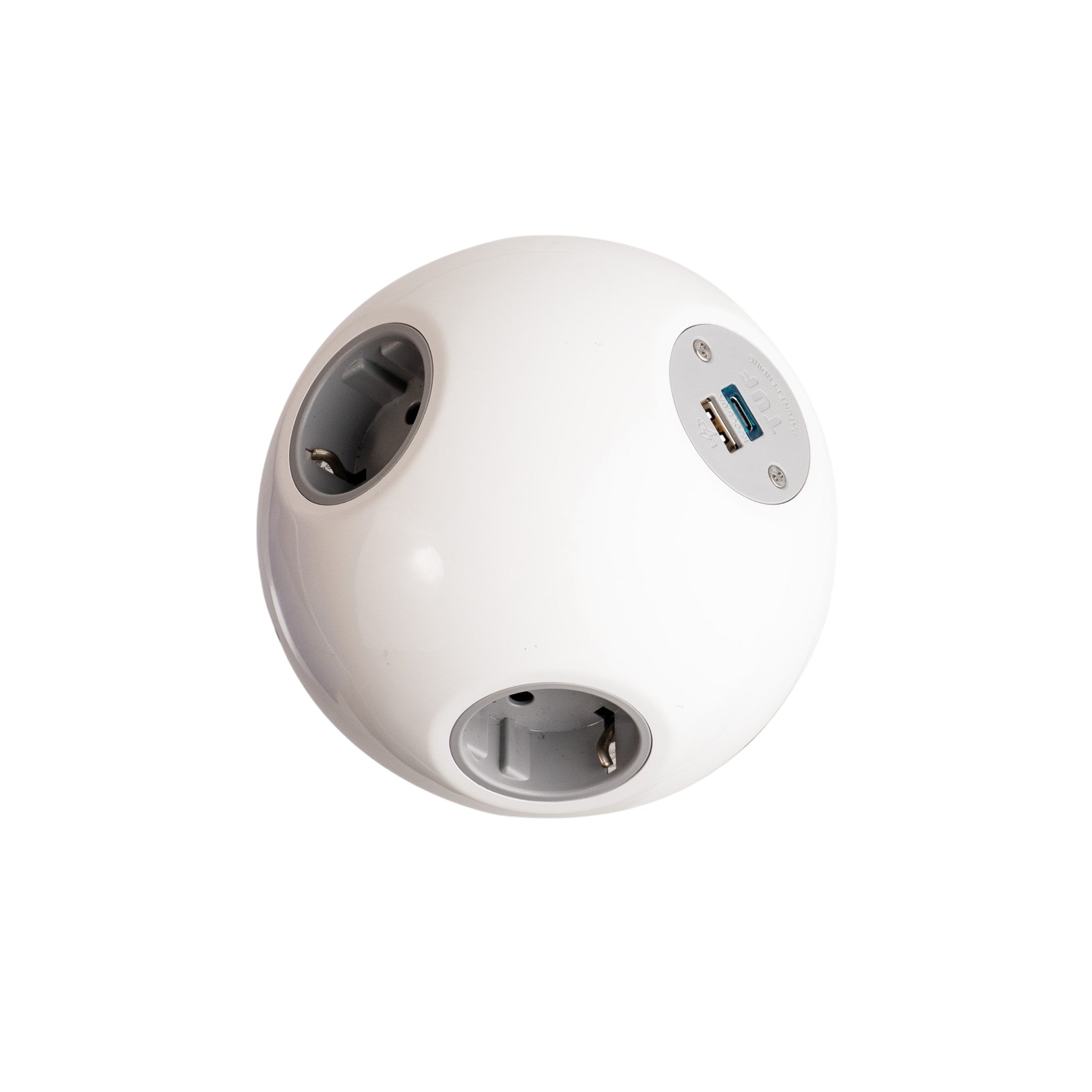 PLUTO Socket Unit 230V (2X DE, 1X TUF A+C 25W) Base Entry White Gloss