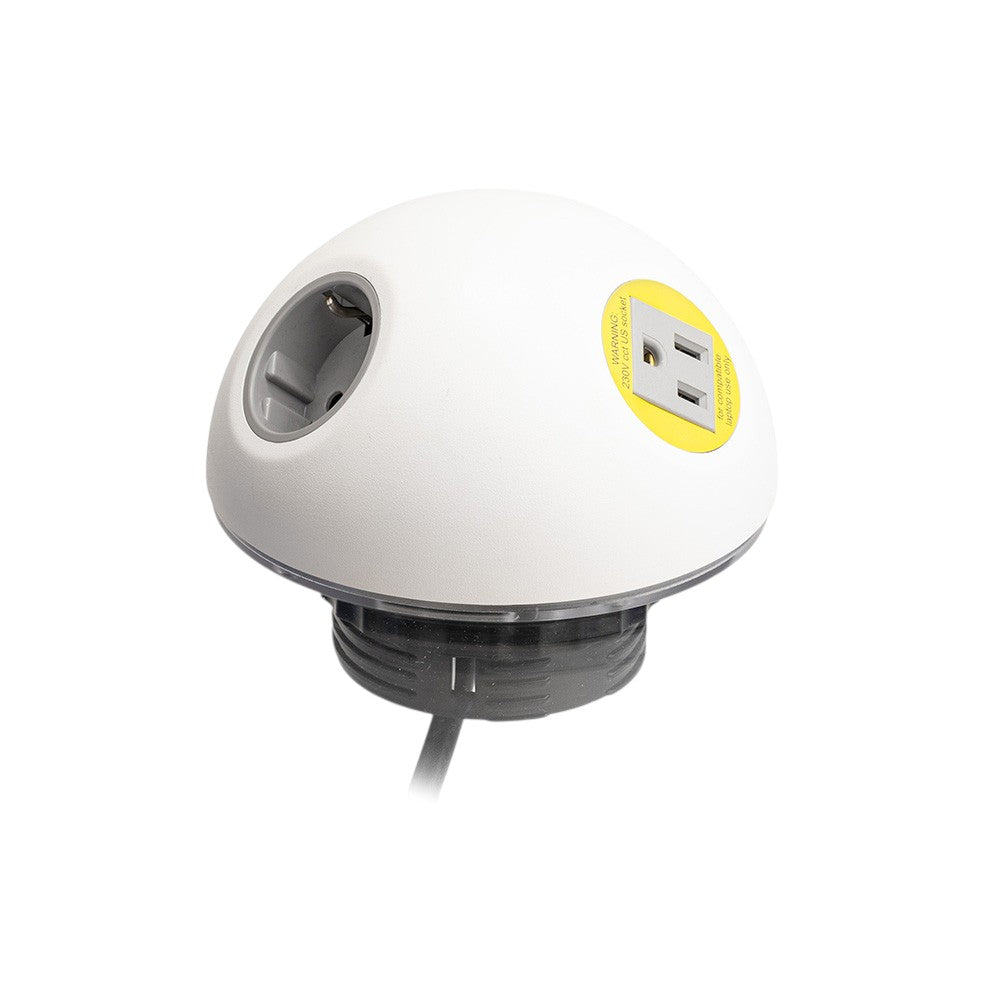 PLUTO Socket Unit 230V (1X DE, 1X US, 1X TUF A+C 25W) Base Entry White