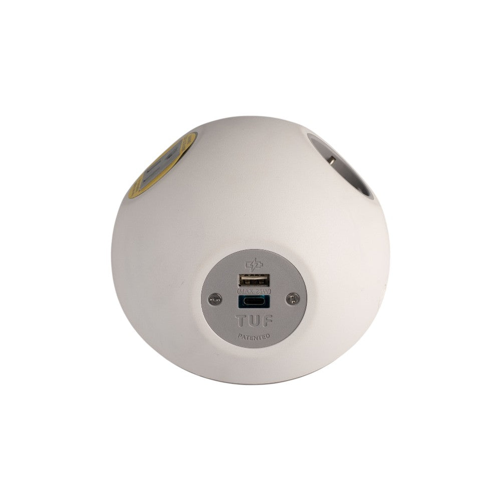PLUTO Socket Unit 230V (1X DE, 1X US, 1X TUF A+C 25W) Base Entry White