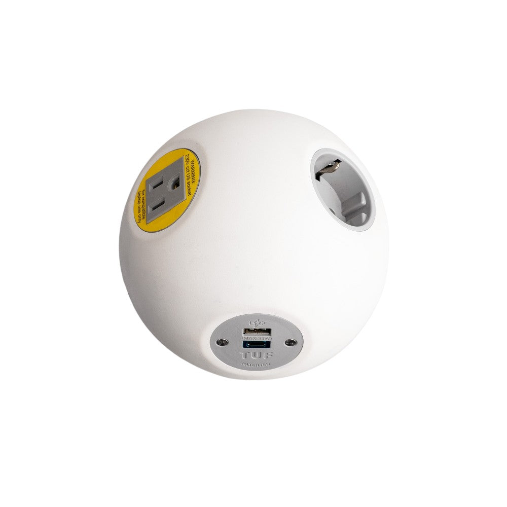PLUTO Socket Unit 230V (1X DE, 1X US, 1X TUF A+C 25W) Base Entry White