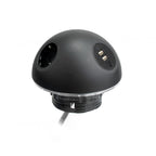 PLUTO Socket Unit 230V (1X UK, 1X DE, 1X TUF A+C 25W) Base Entry Black