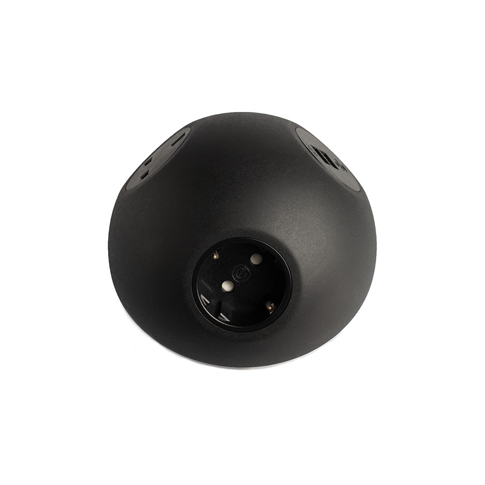 PLUTO Socket Unit 230V (1X UK, 1X DE, 1X TUF A+C 25W) Base Entry Black