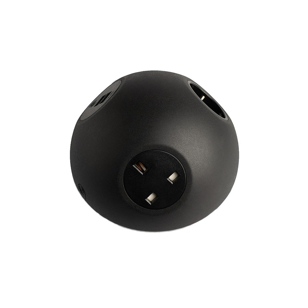 PLUTO Socket Unit 230V (1X UK, 1X DE, 1X TUF A+C 25W) Base Entry Black