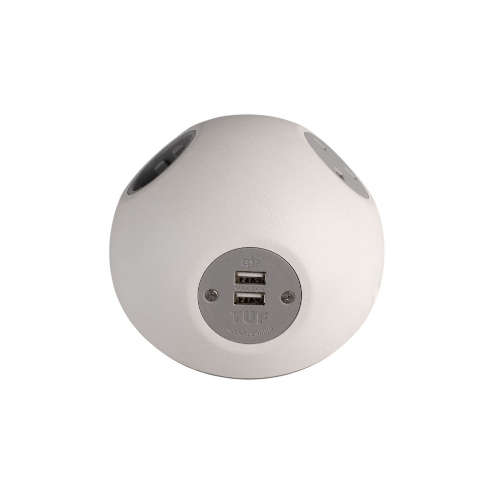 PLUTO Socket Unit 230V (1X UK, 1X DE, 1X TUF A+C 25W) Base Entry White
