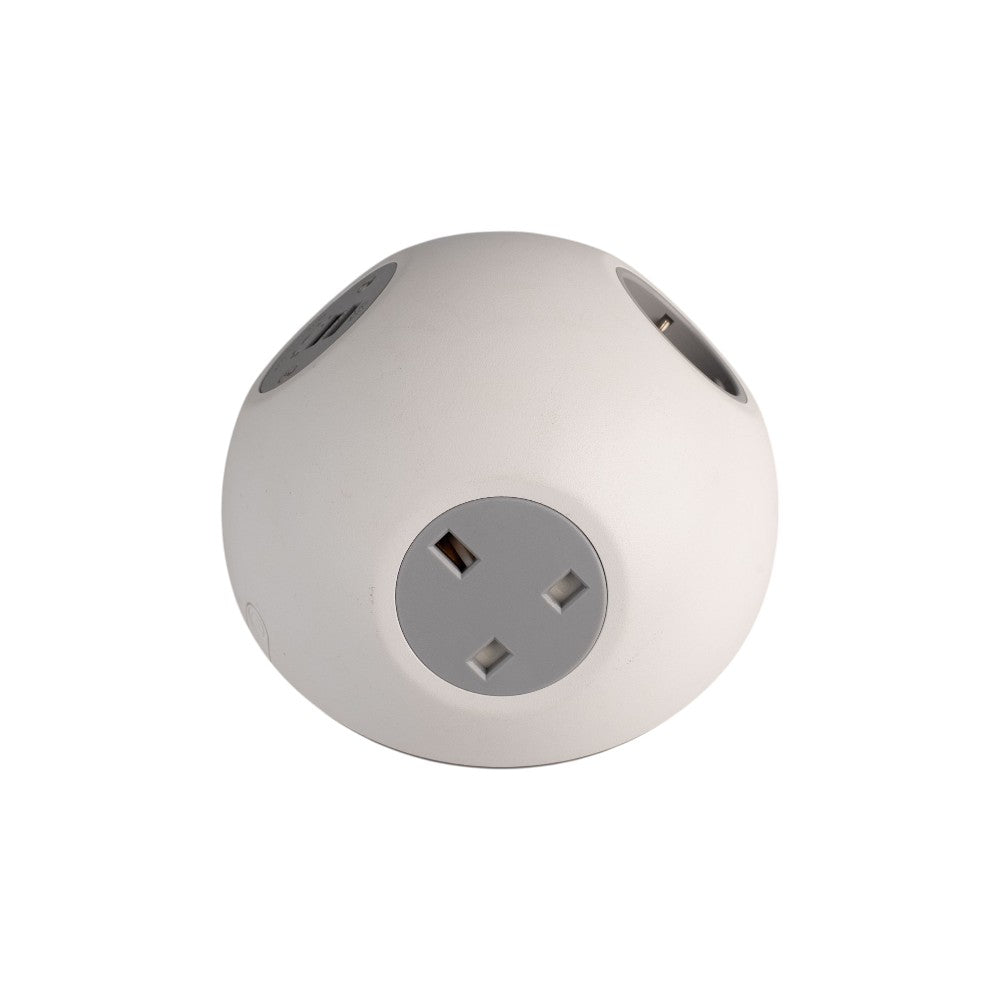 PLUTO Socket Unit 230V (1X UK, 1X DE, 1X TUF A+C 25W) Base Entry White