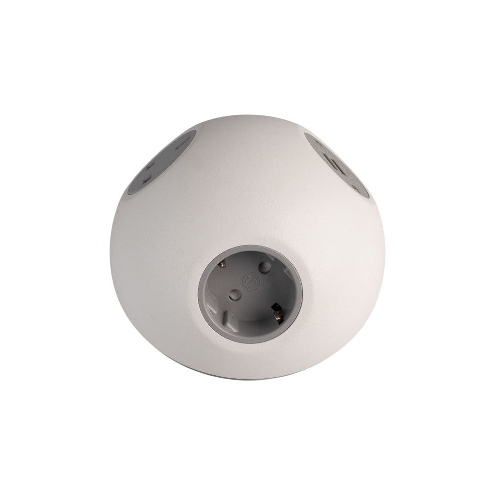 PLUTO Socket Unit 230V (1X UK, 1X DE, 1X TUF A+C 25W) Base Entry White