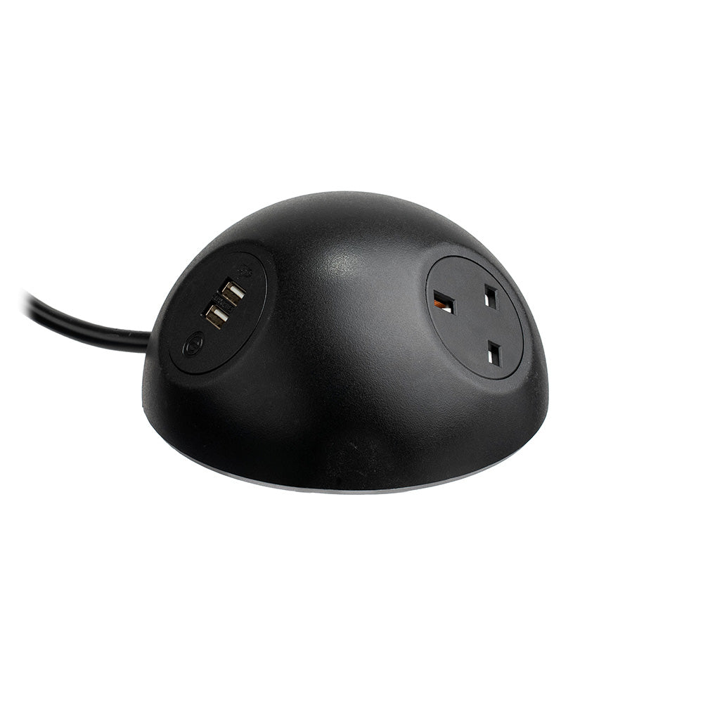 PLUTO Socket Unit 230V (1X UK, 1X DE, 1X TUF A+C 25W) Side Entry Black