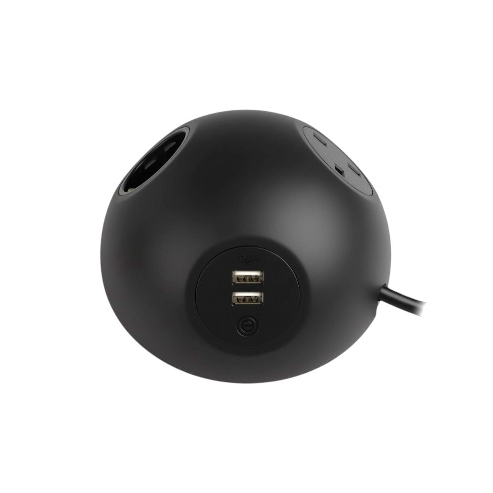 PLUTO Socket Unit 230V (1X UK, 1X DE, 1X TUF A+C 25W) Side Entry Black