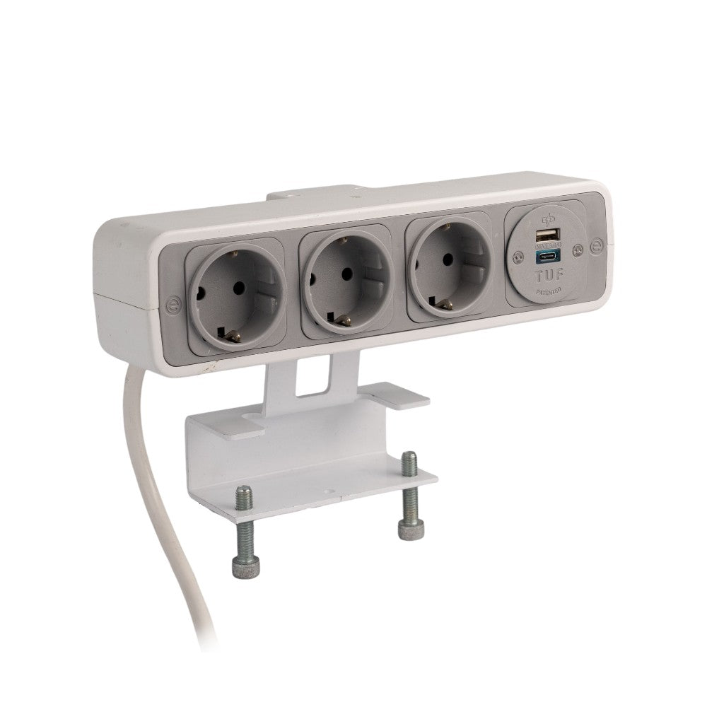 PULSE Socket Unit 4Way 230V (3X DE, 1X TUF A+C 25W) White