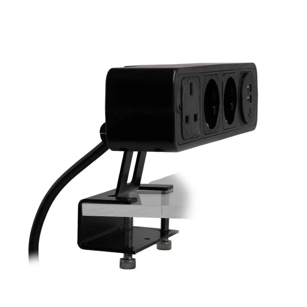 PULSE Socket Unit 4Way 230V (1X UK, 2X DE, 1X TUF A+C 25W) Black