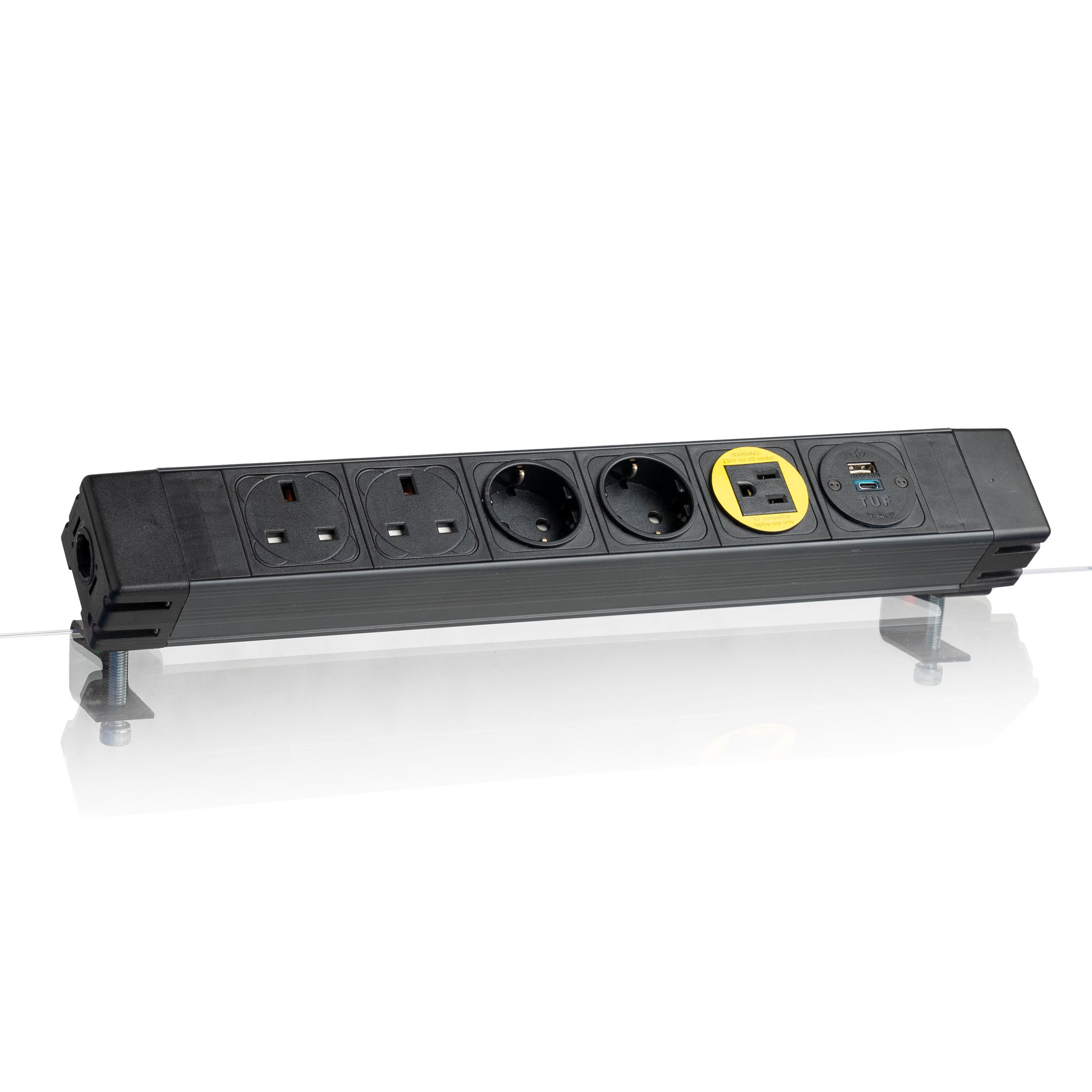 Powerbox Socket Unit 6Way 230V (2X UK, 2X DE, US, TUF-Cc) 800mm GST18I3 Cableplug